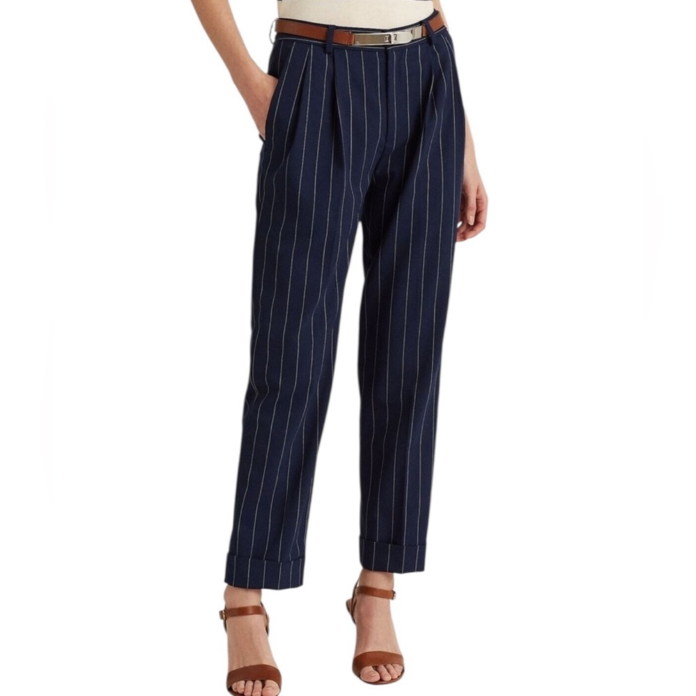 Ralph Lauren Navy Pinstripe Cropped Trousers